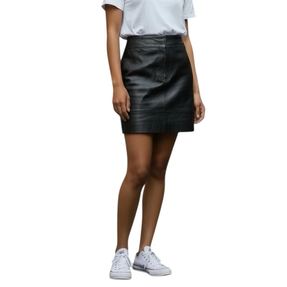 Leather Black Bikercore Goth Club Y2K Lord & Taylor Lined Pencil Skirt 12